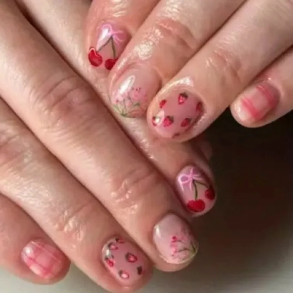 Strawberry and Cherries Fake Press On Nails NWT